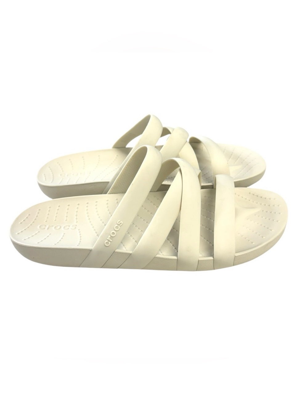 CROCS Splash Strappy Slide Women’s Multi-Strap  Sandals in Bone Sz.9